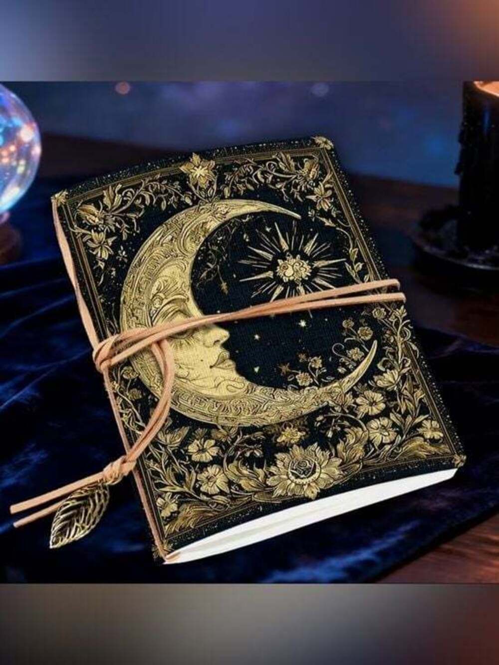 Celestial Moon Embossed Journal - Black & Gold